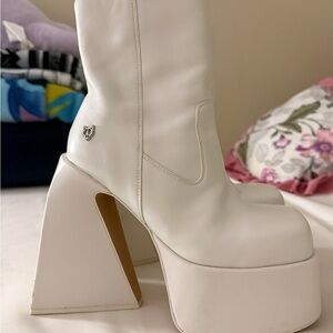 Naked Wolfe White Platform Boots